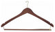 Anti-Theft Curved Suit Hanger With Locking Bar, Walnut/Brass Finish, Box of 100