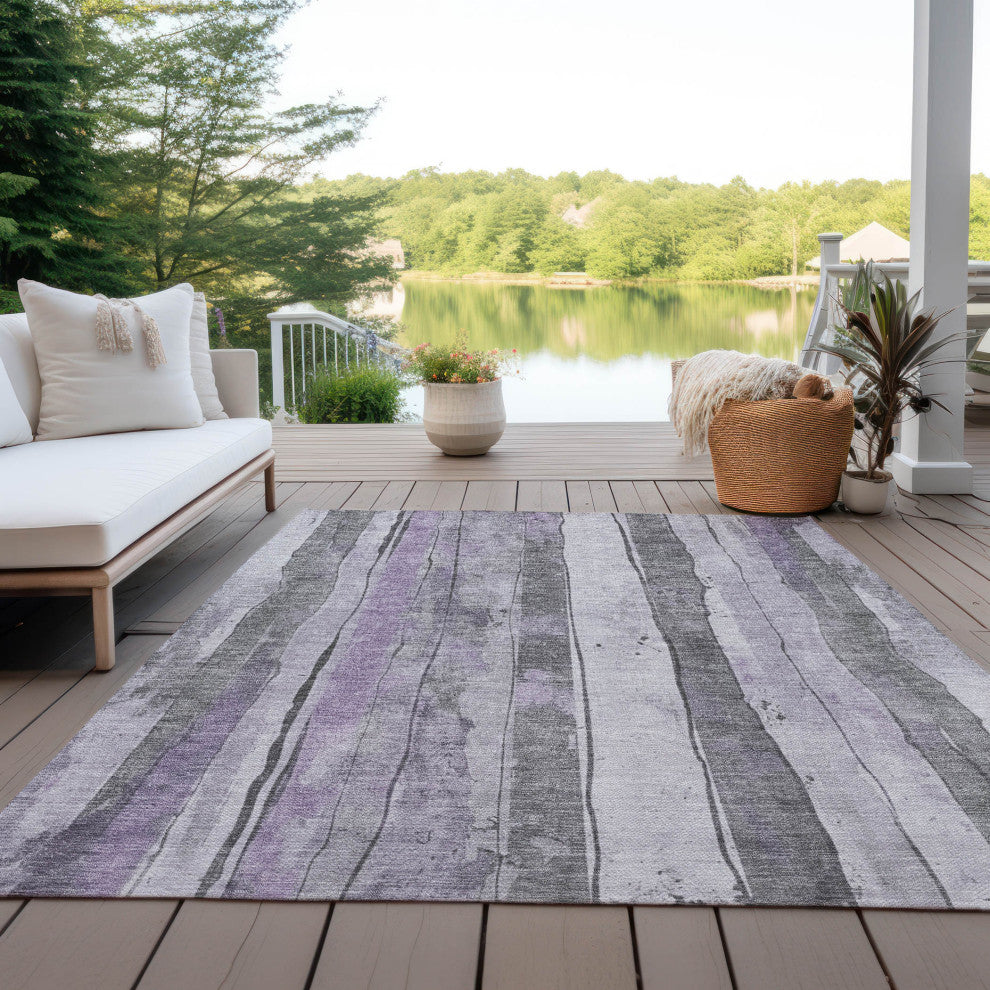 Machine Washable Indoor/Outdoor Chantille ACN1874 Violet 10' x 14' Rug