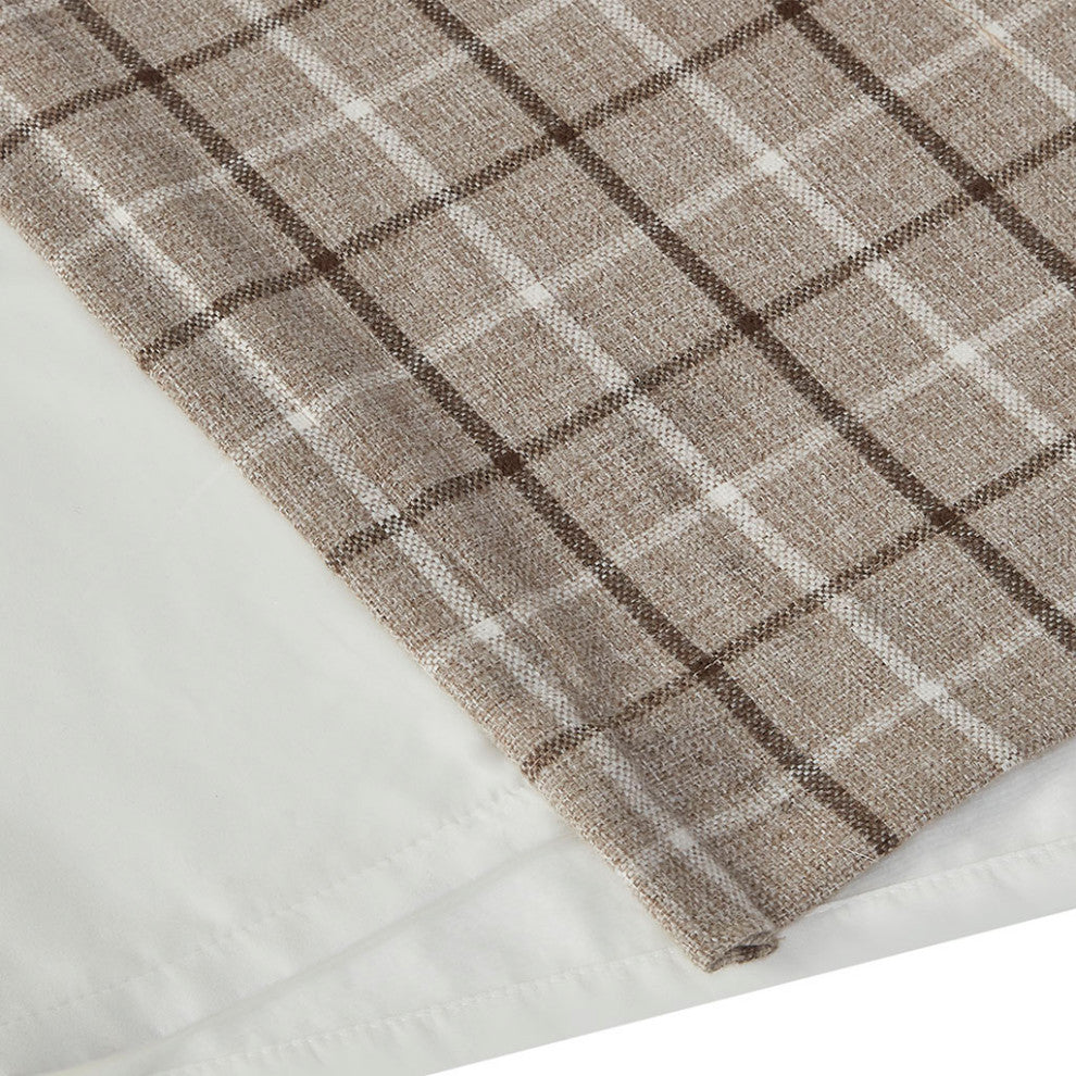 Madison Park Anaheim Plaid Window Panel with Fleece Lining, Beige, Brown, 50x84", Rod Pocket Window Panel