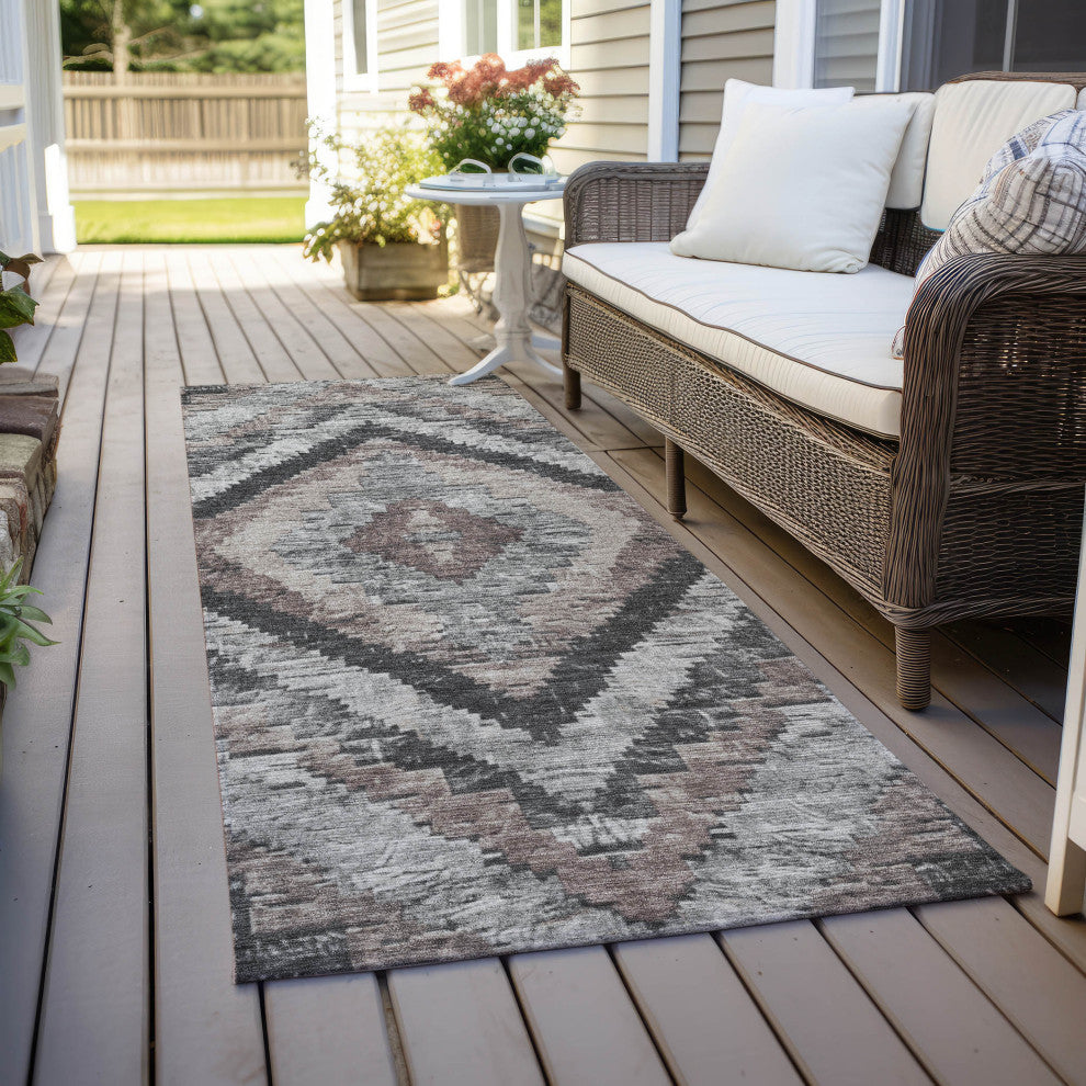 Machine Washable Indoor/Outdoor Chantille ACN1890 Taupe 2'3" x 7'6" Runner Rug