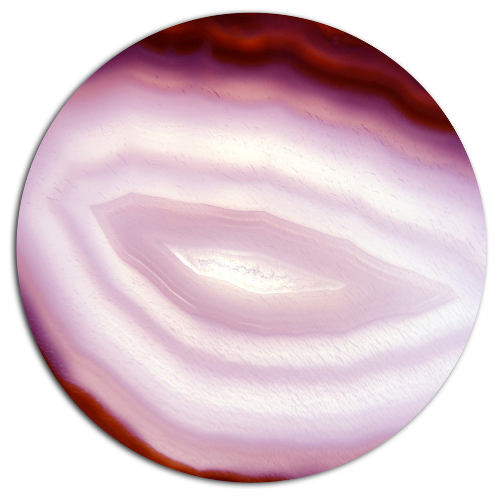 Pink Agate Geode Geological Crystals, Abstract Round Wall Art, 11"
