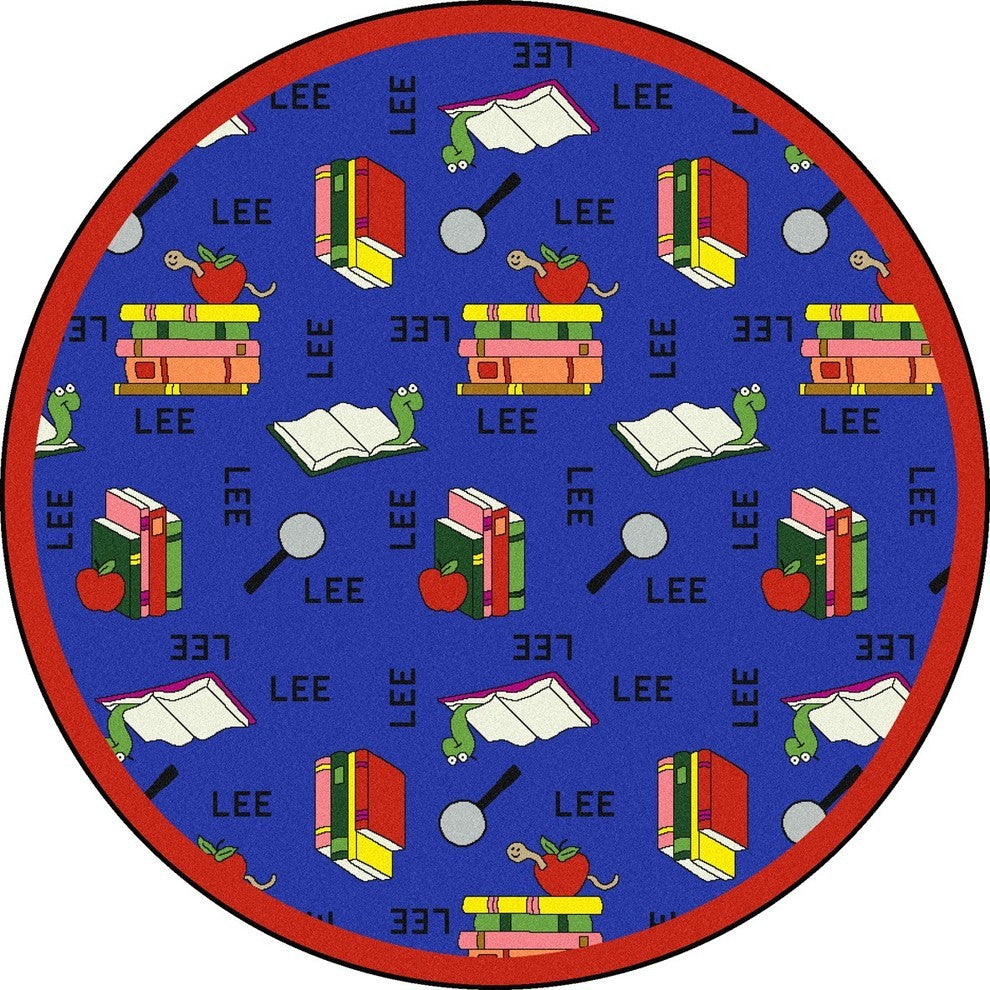 Kid Essentials Rug, Language and Literacy, Bookworm, Spanish