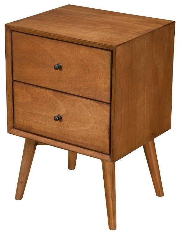 Mid Century Mahogany Wood Nightstand, Acron