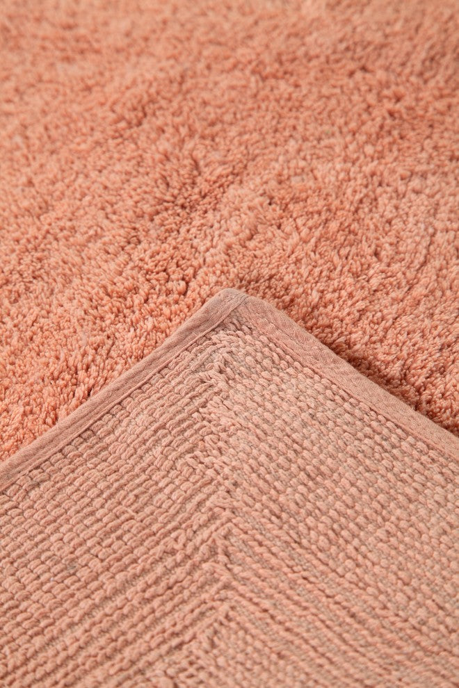 Bath Rug Cotton Solid Color Regency Pattern, Coral, 50"x30"