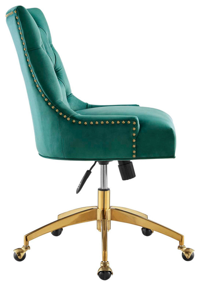 Regent Tufted Performance Velvet Office Chair Gold Teal -4571