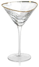 Kampari Triangular Martini Glasses Clear With Gold Rim, Set of 4