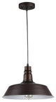 Ironclad Industrial-Style 1-Light Rubbed Bronze Ceiling Mini Pendant, 14" Wide