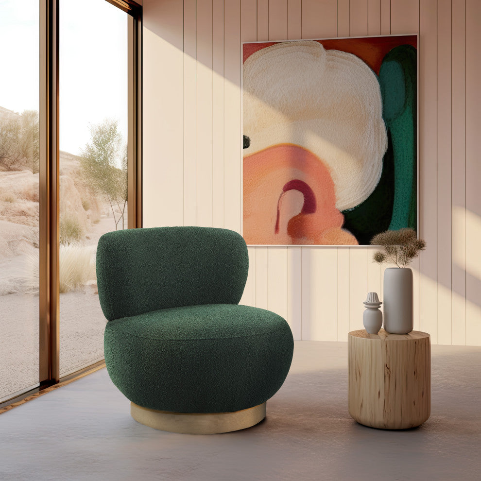 Calais Accent Chair, Green, Upholstered Base