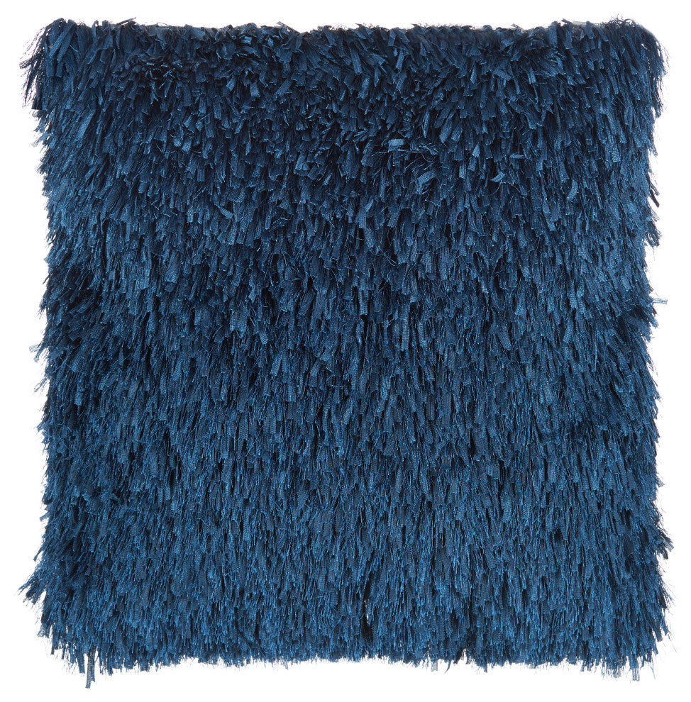 Nourison Home 20"x20" Mina Victory Shag Soft Ribbon Shag Navy Throw Pillows