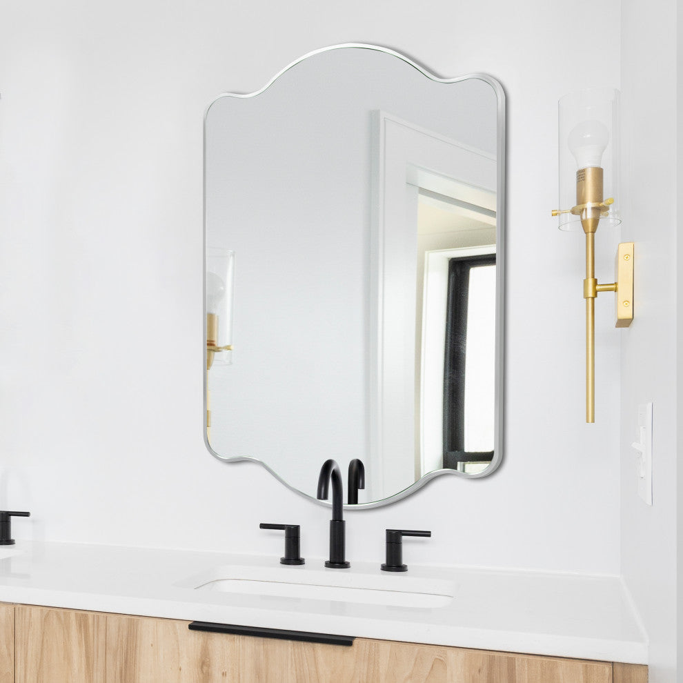 Louisa Medium Scalloped Rectangular Metal Framed Wall Mirror