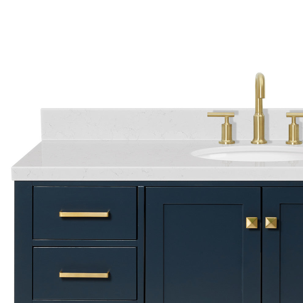 Ariel Cambridge 54" Single Oval Sink Vanity, Carrara Quartz