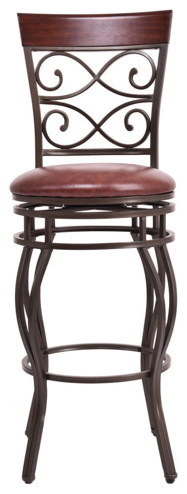 Costway Set of 2 Vintage Bar Stools Swivel Padded Seat Bistro Dining Pub Chair