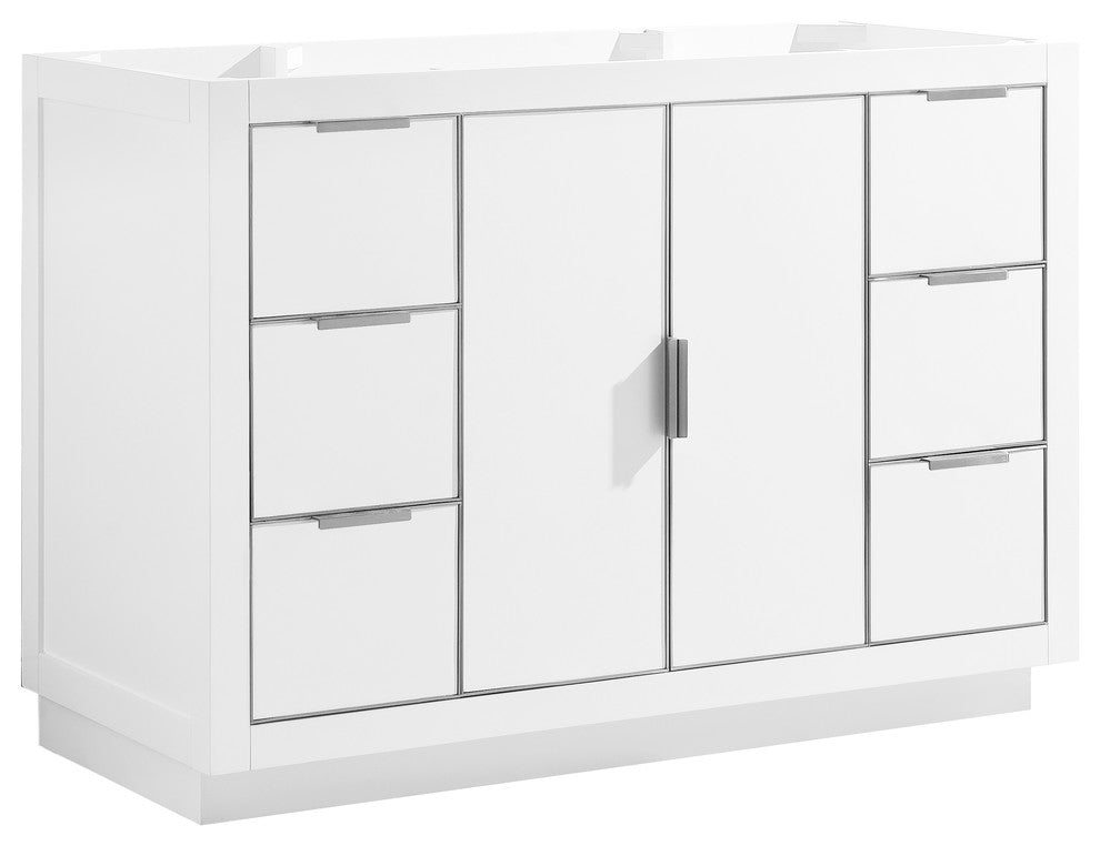 Avanity Austen 48" Vanity Only, White With Brushed Silver Hardware