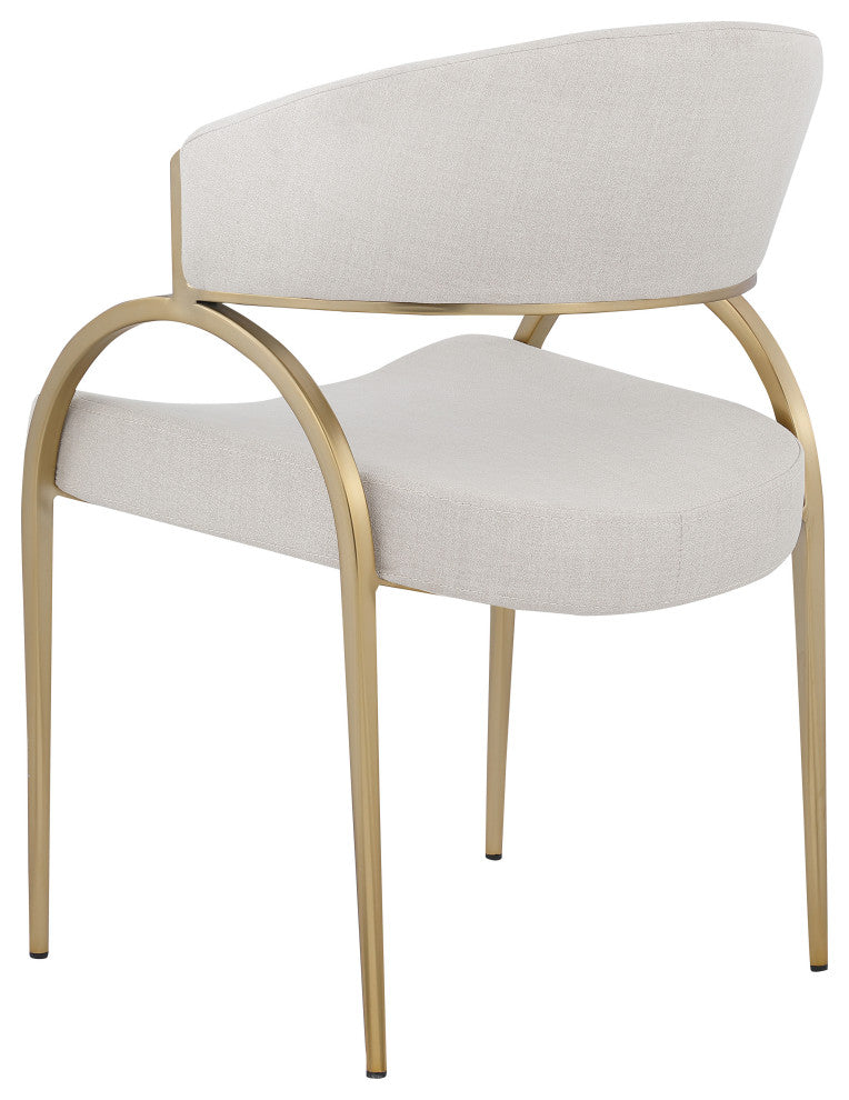Privet Dining Chair (Set of 2), Beige, Brushed Brass Finish