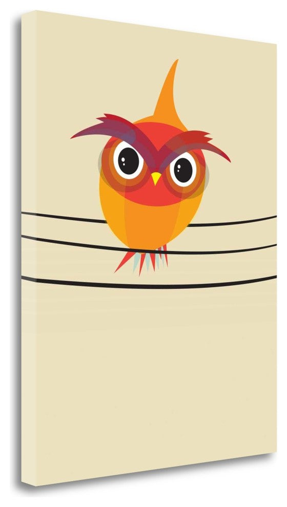 "Owl On A Wire" By Volkan Dalyan, Giclee Print on Gallery Wrap Canvas