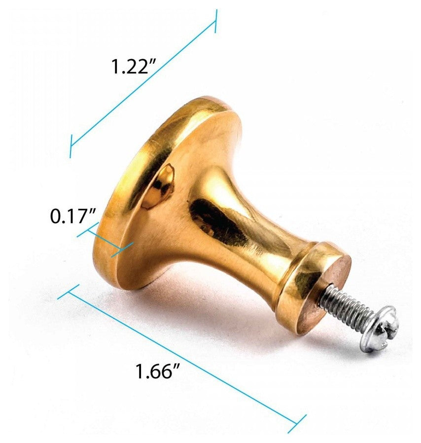 6 Cabinet Knob Bright Solid Brass Pedestal 1 1/4" |