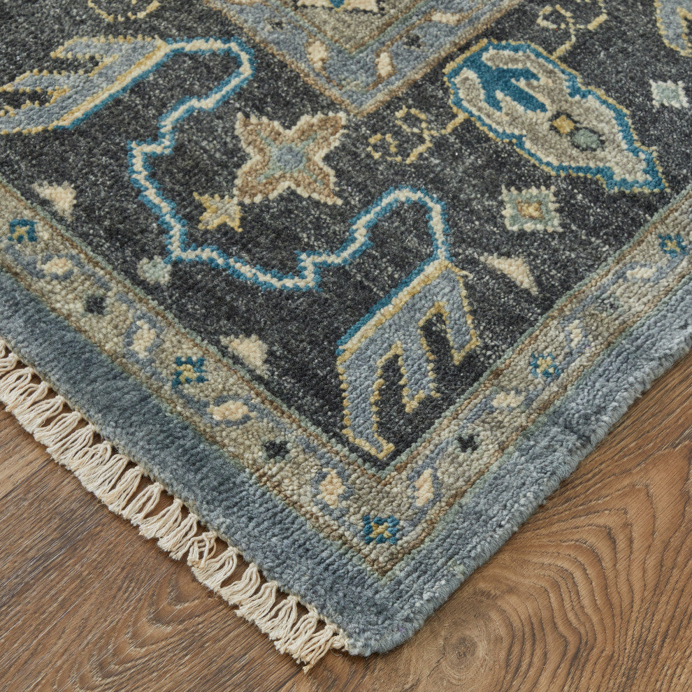 Weave & Wander Alden Rug, Dark Blue/Gray, 5'6"x8'6"