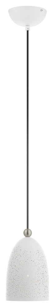Livex Lighting Arlington 1 Light White, Brushed Nickel Accents Petite Pendant