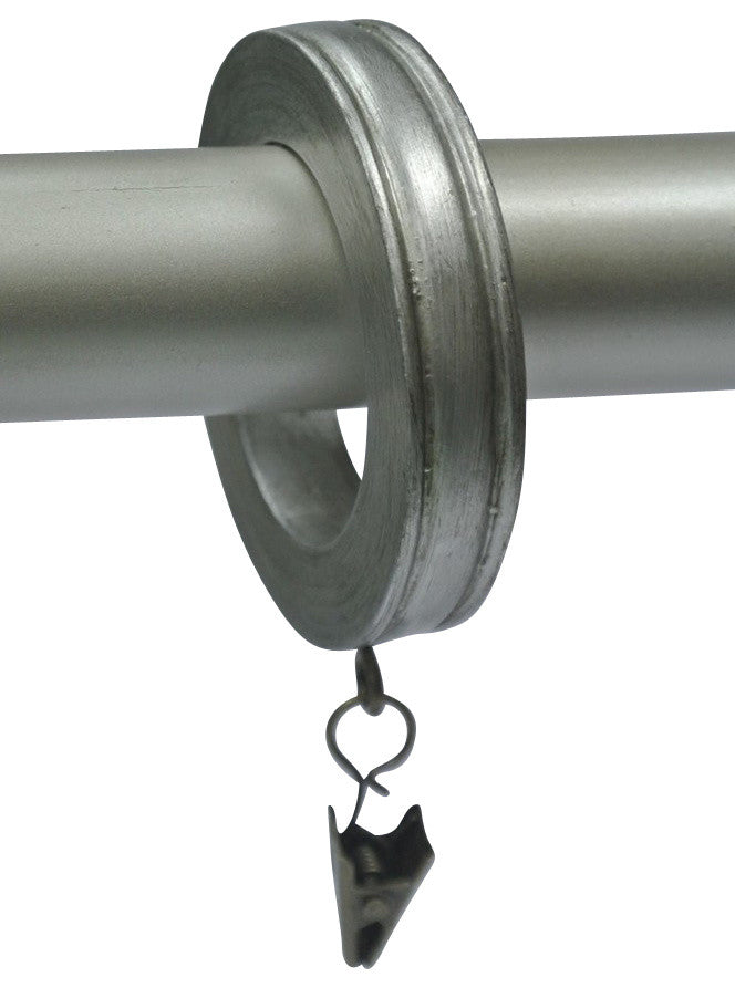 1 3/4" Banded Designer Curtain Rings, Pewter, Set of 14