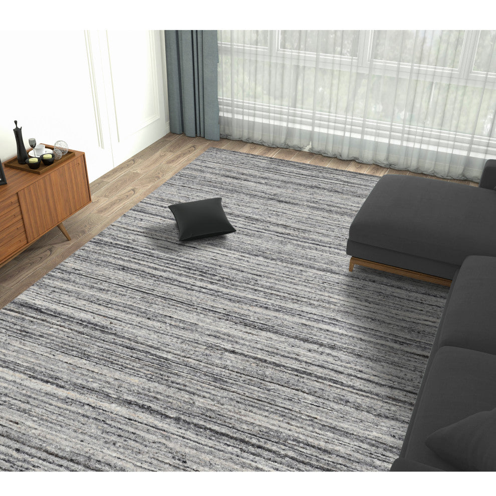 Heaven Lumia Area Rug, Silver, 12' x 15', Striped