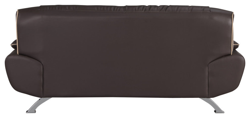 2-Piece Indoor Brown Genuine Leather Five Person Seating Set