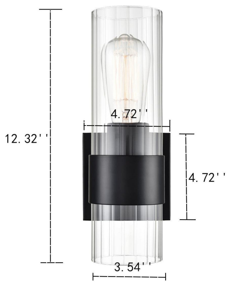 Modern Black Wall Sconce With Clear Cylinder Glass