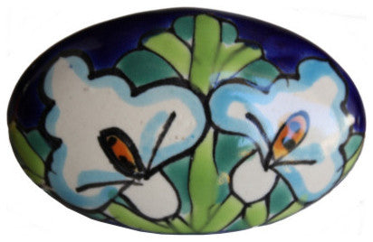 Oval Lily Talavera Ceramic Drawer Knob