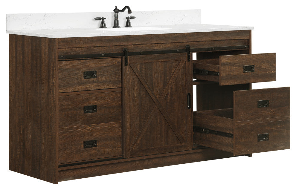 Rafter 60" Bathroom Vanity, Rustic Brown