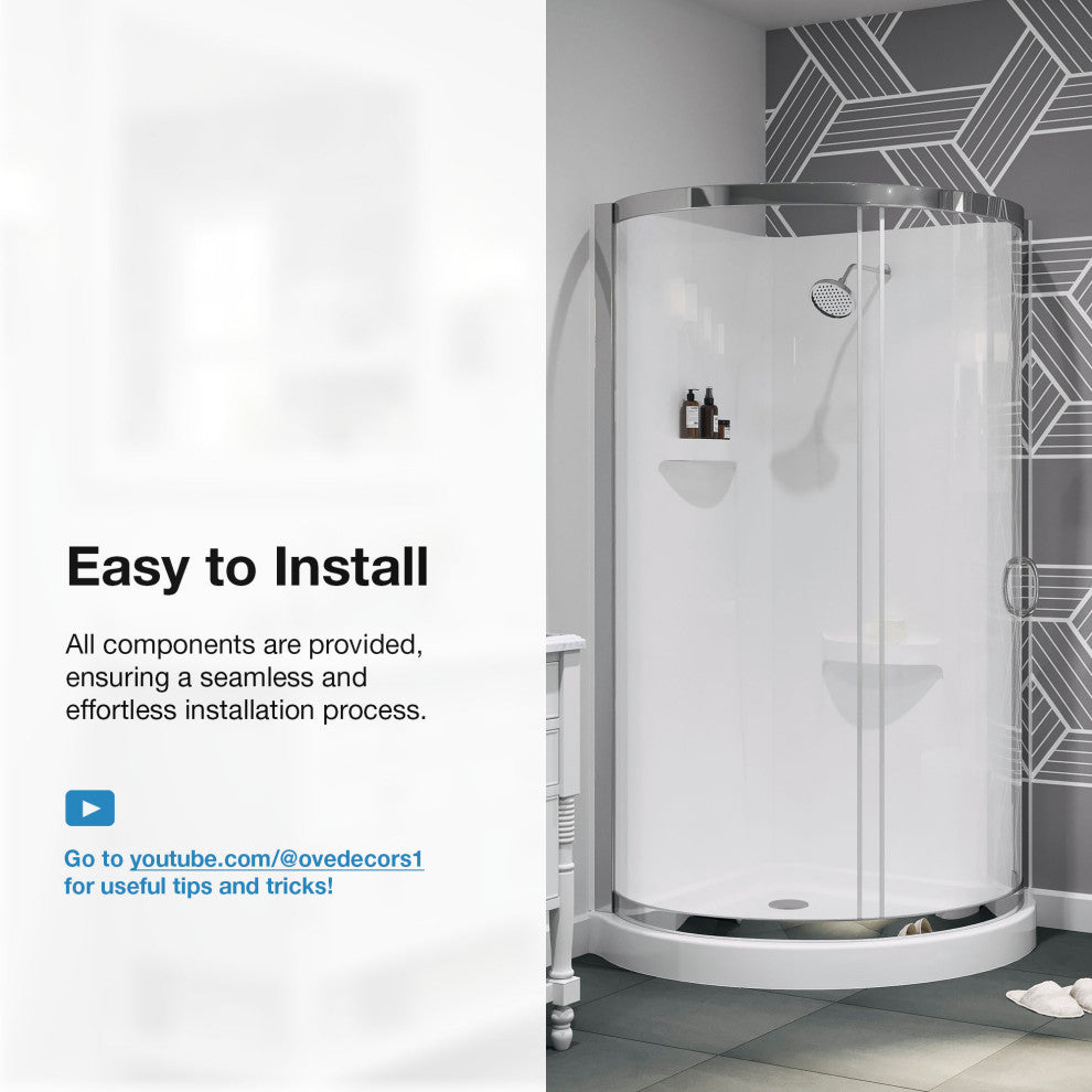 OVE Decors Breeze 34 in. Shower Kit w/ Walls,Base,Clear and Chrome Finish