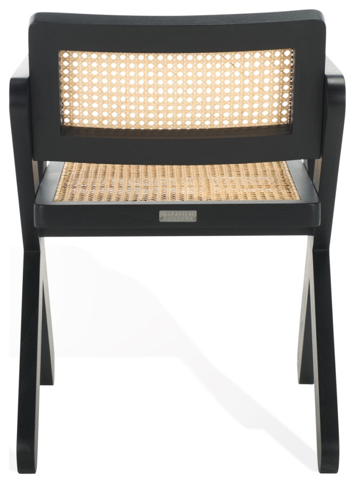 Safavieh Couture Tyrrell Rattan Dining Chair, Black/Natural