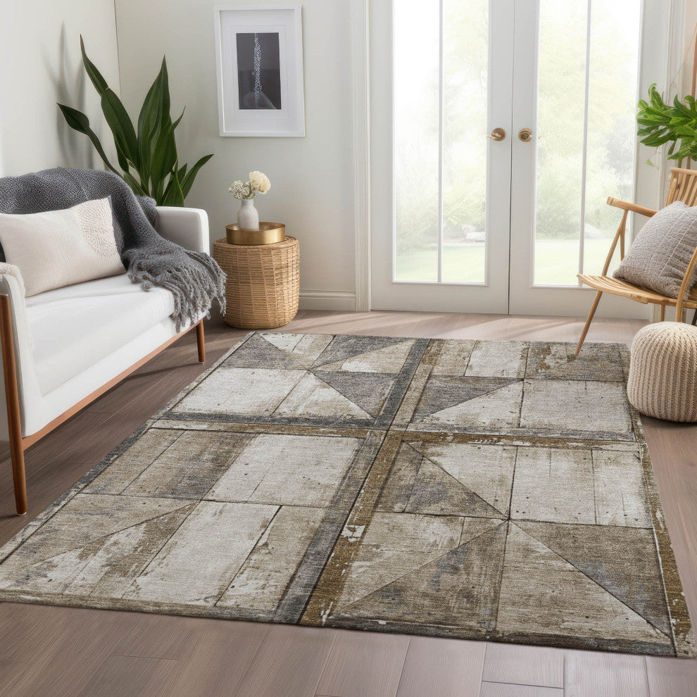 Machine Washable Indoor/Outdoor Chantille ACN1875 Beige 2'6" x 3'10" Rug