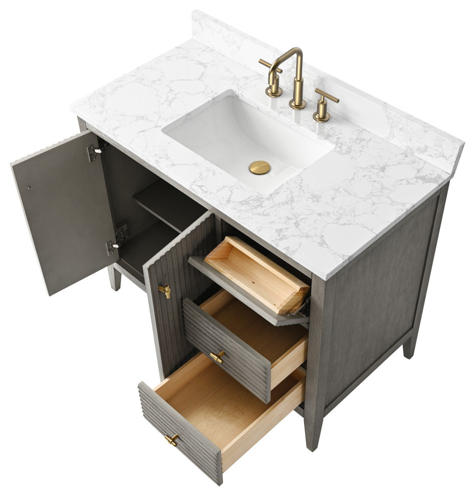 Vanity Art Freestanding Vanity, Driftwood Gray, 42", Single Sink, Golden Brushed