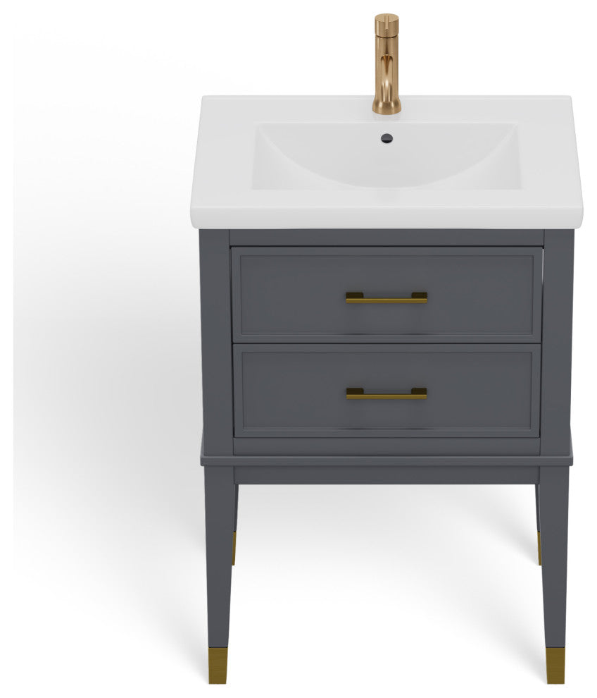 The Sintra Bathroom Vanity, Gray, 24", Single Sink, Freestanding