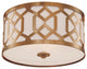 Jennings 3-Light Ceiling Mount, Aged Brass With White Linen