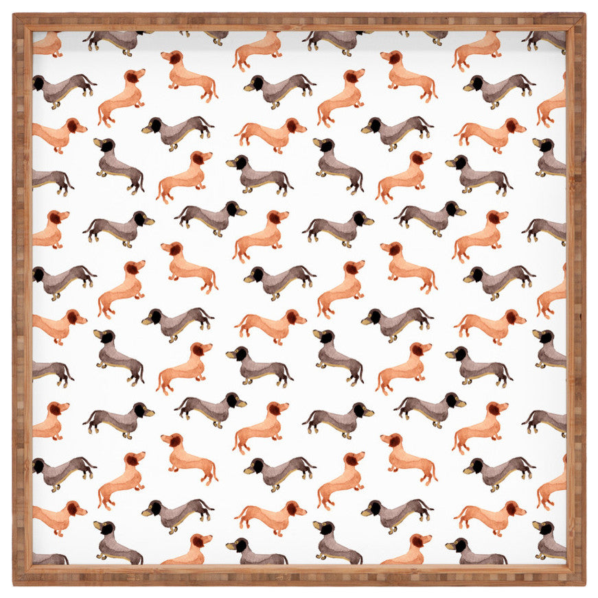 Deny Designs Wonder Forest Darling Dachshunds Square Tray