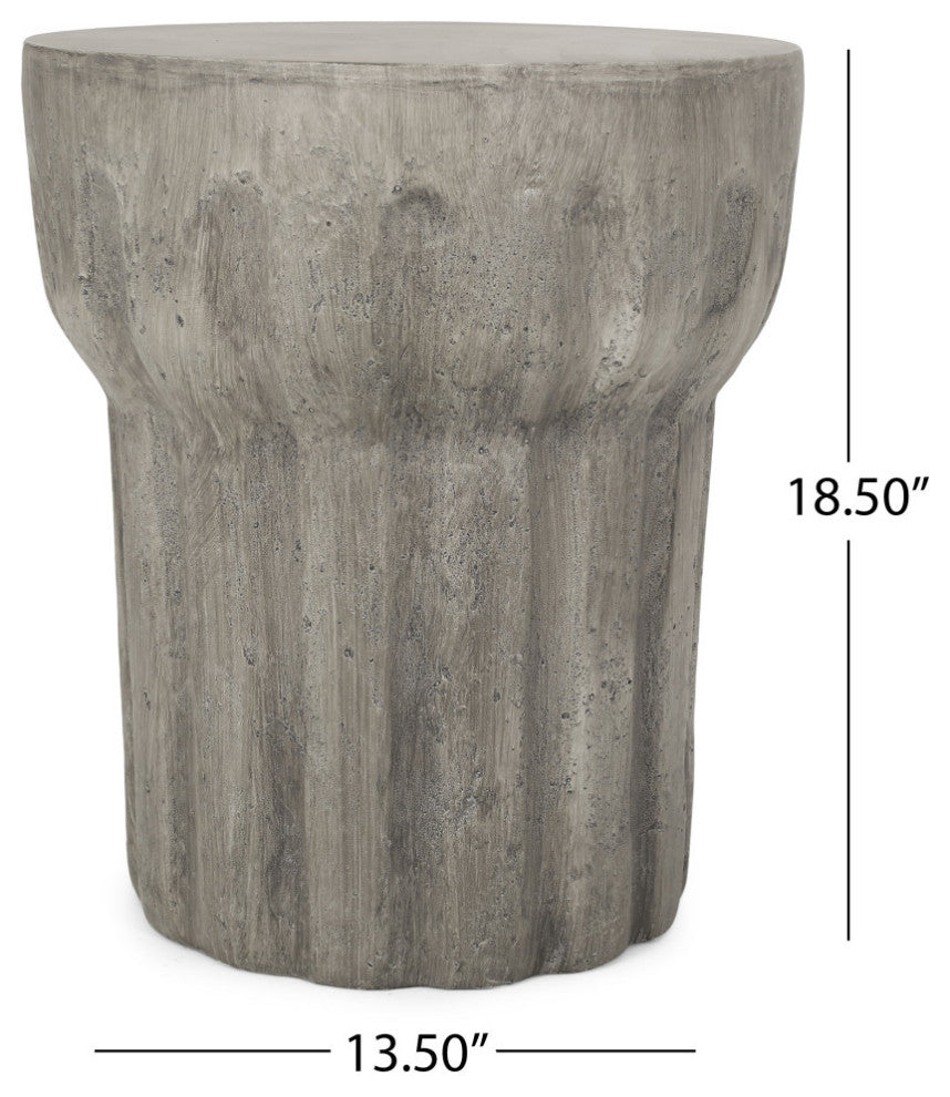 Bjorn Outdoor Lightweight Concrete Accent Side Table