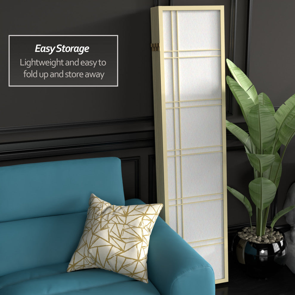 6' Tall Double Cross Shoji Screen, Special Edition, Ivory, 6 Panels