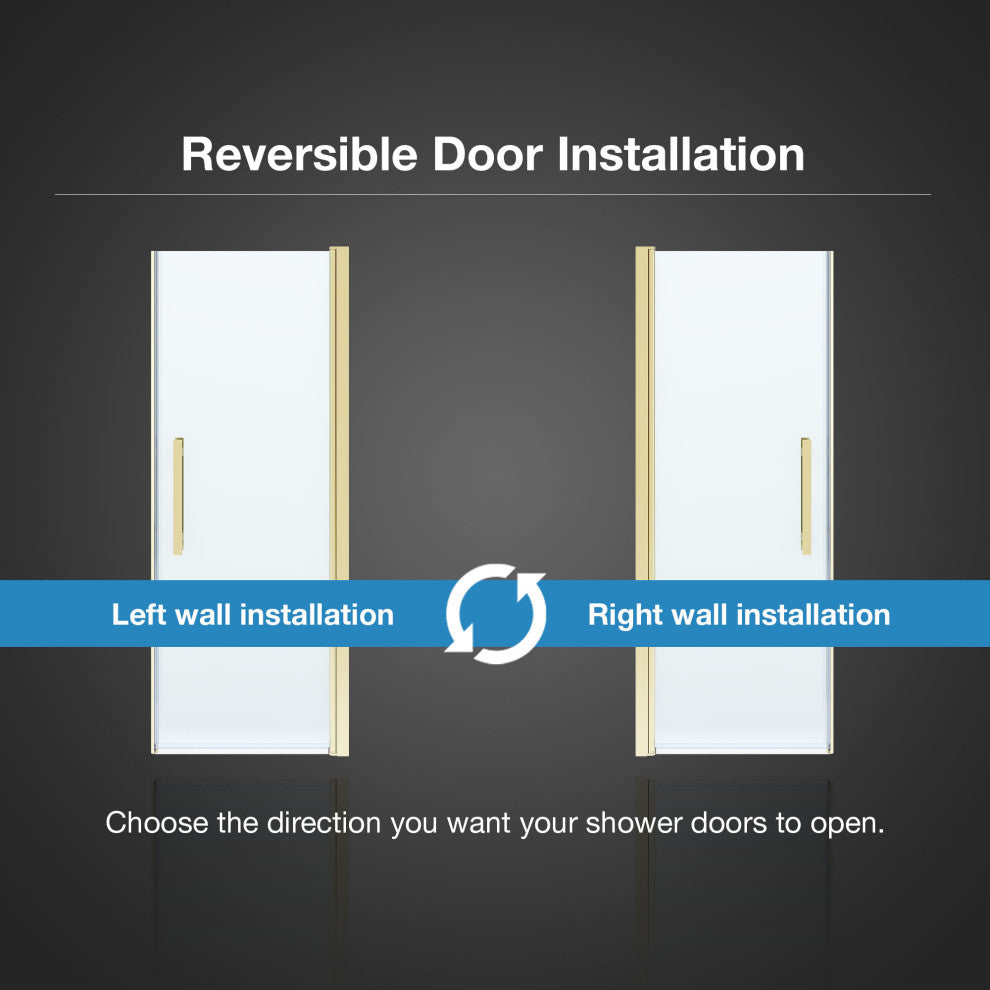 Pasadena 28-29 3/8"Wx72"H Alcove Pivot Shower Door Brushed Gold
