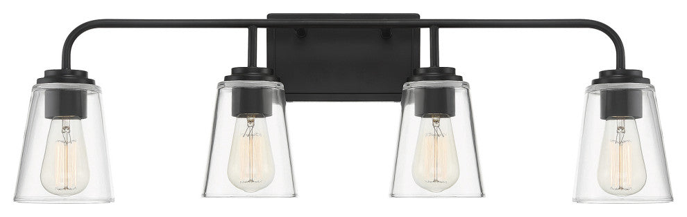 4-Light Bathroom Vanity Light, Matte Black