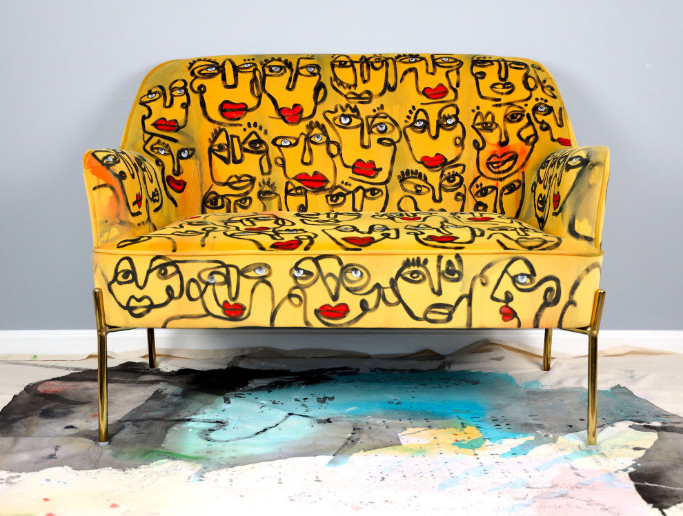 Loveseat for master bedroom, Gift for her / for him, Velvet furniture