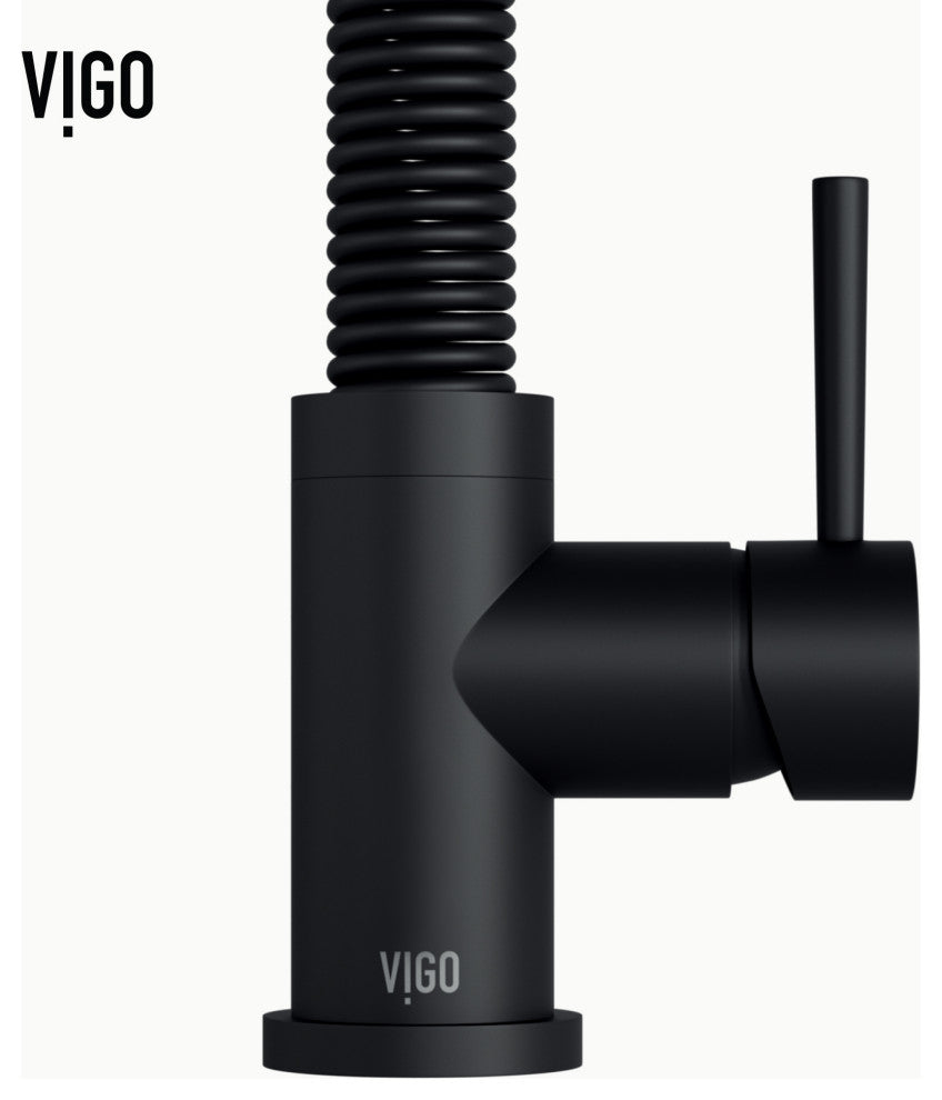 VIGO Edison 19" H Single Handle Pull-Down Sprayer Kitchen Faucet, Matte Black, No Sensor, Without Extras