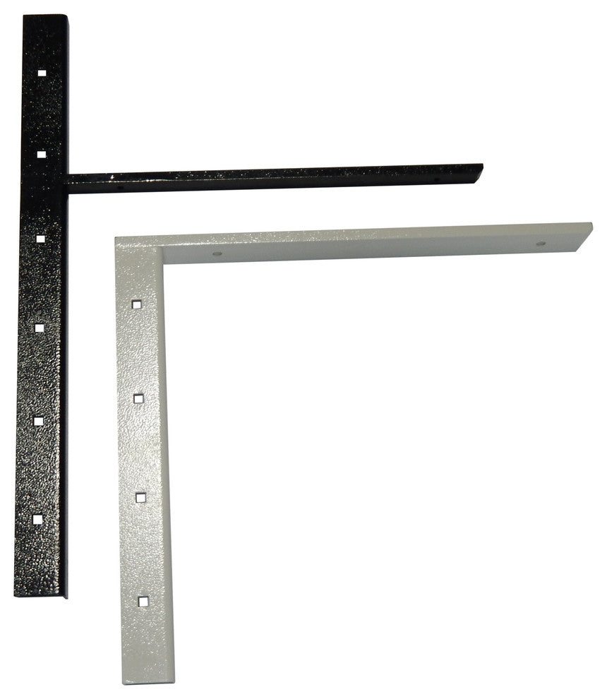 Concealed Flat 1" Brackets, Set of 2, White Powdercoat, 12"x12", Concealed Flat