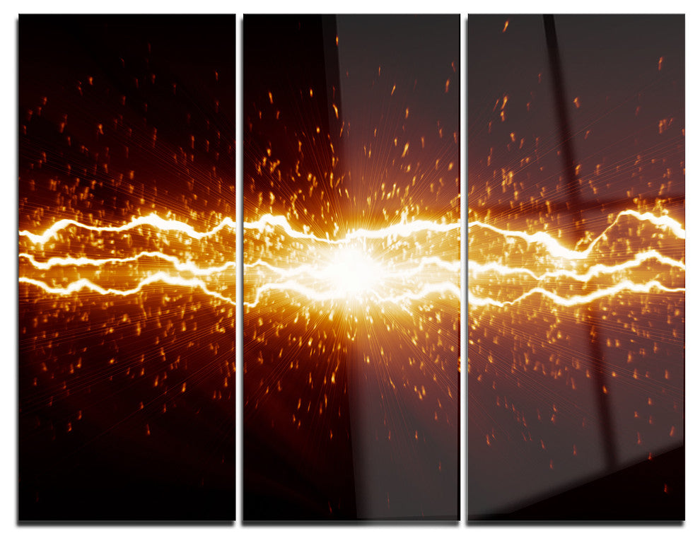 "Lightning on Dark Sky" Metal Wall Art, 3 Panels, 36"x28"