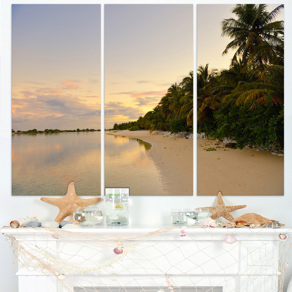 "Expansive Tropical Beach Evening" Metal Wall Art, 3 Panels, 36"x28"