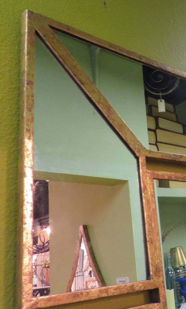 60" Contemporary Gold Mirrored Wall Art, Large Tall Divided