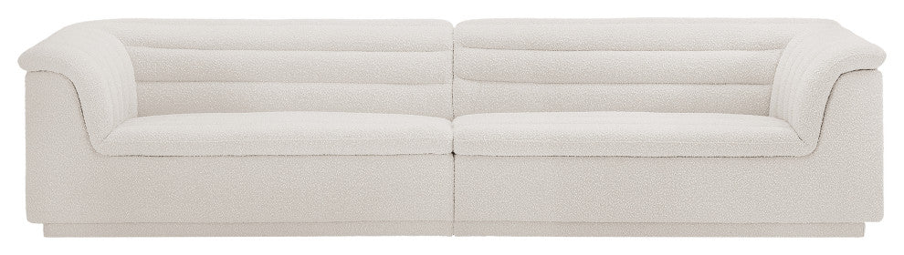Cascade Upholstered Modular Sofa, Cream, Boucle Fabric, Straight Sofa
