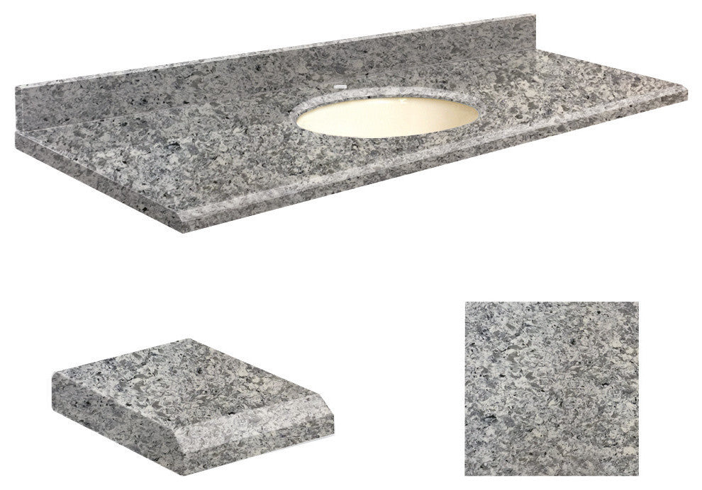 Quartz 61"x22" Vanity Top, Single Faucet Hole, Overture, Biscuit Bowl