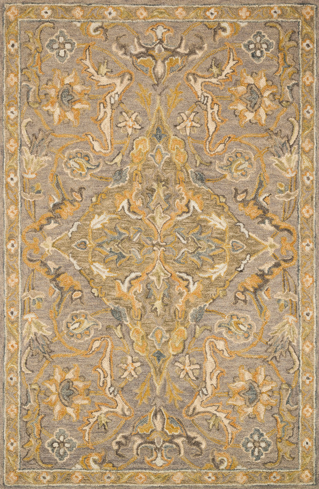 Gray Wool Hooked Victoria Rug by Loloi, 5'0"x7'6", 9'3"x13'