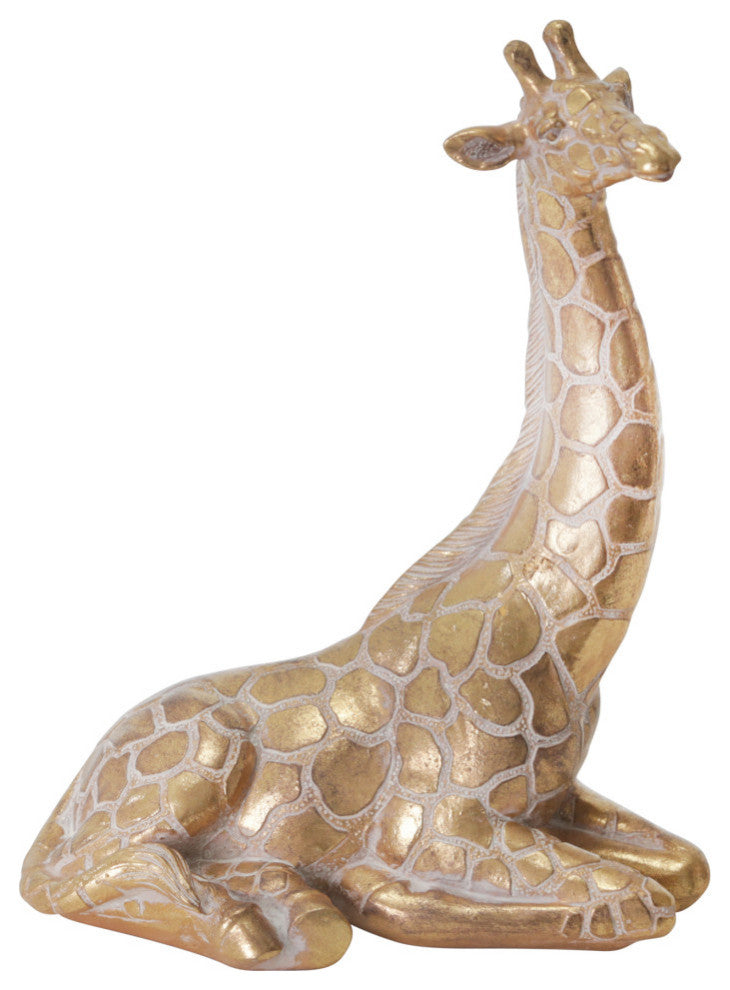 Resin 10" Sitting Giraffe, Gold