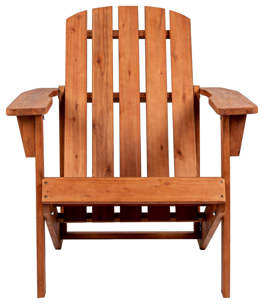 Westport Outdoor Patio Traditional Acacia Wood Adirondack Chair, Light Brown